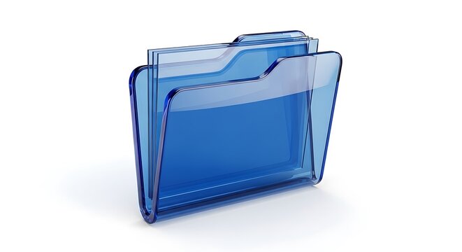 A transparent blue folder with a clear plastic cover and a single pocket standing upright.