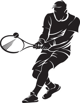 Tennis Player Silhouette Swinging Backhand Stroke Motion