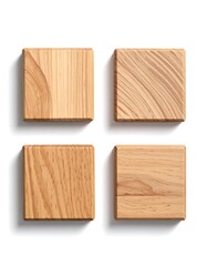 Naklejka premium Four wooden squares on white background