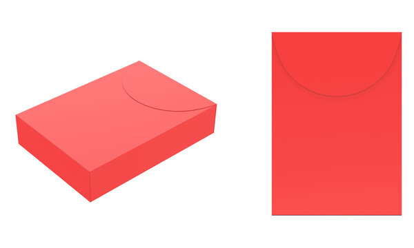 Hard Paper Box in Translucent Plastic Sleeve Mockup. 3d illustration