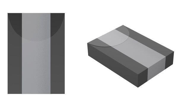 Hard Paper Box in Translucent Plastic Sleeve Mockup. 3d illustration