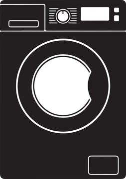 Black and white washing machine appliance laundry front loader
