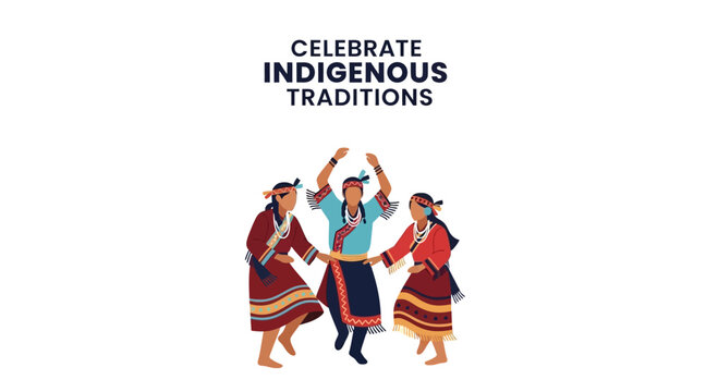 Indigenous people performing a traditional dance wearing vibrant cultural clothing.