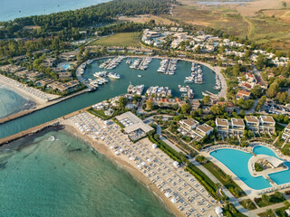 Obraz premium Aerial View of Sani Resort and Marina, Chalkidiki, Greece