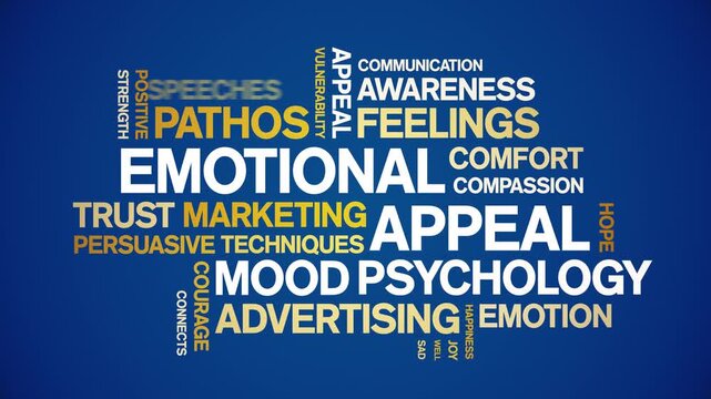 Emotional Appeal animated word cloud-text design animation tag kinetic typography seamless loop.