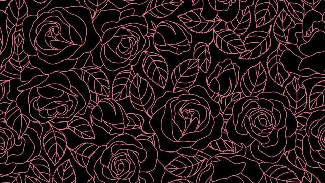 Rose line art pattern waves rise and fall gracefully.