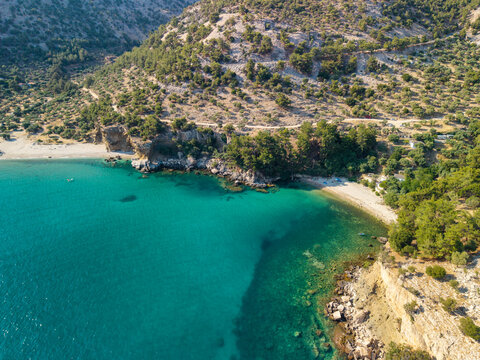 Aerial View of Thymonia Beach, Thasos, Greece
