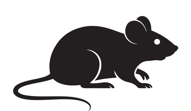 Mouse Silhouette Vector Icon Isolated on White for Rodent, Pest Control, and Wildlife Graphic Design