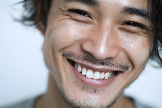 白い歯で笑う日本人男性のポートレート（審美歯科・清潔感・第一印象）｜Japanese man smiling with clean white teeth, dental aesthetics and professional image