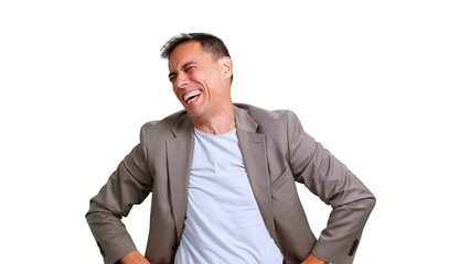 Happy man laughing bringing joy and positive emotions