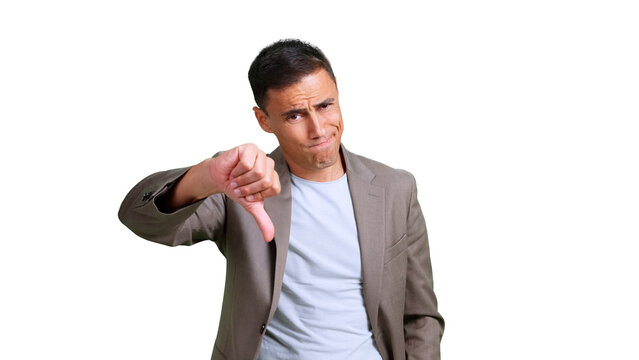 Man giving thumbs down rejecting bad idea