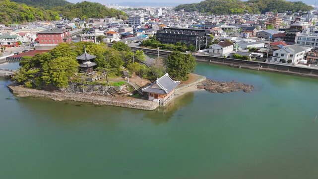 kankai-kaku, 観海閣, 日本遺産, 和歌の浦, 和歌山市, 和歌山県, japan, japan heritage, aerial, drone空撮, bay area, scenic japan, waterfront, travel japan, wakanoura scenic treasure, wakanoura