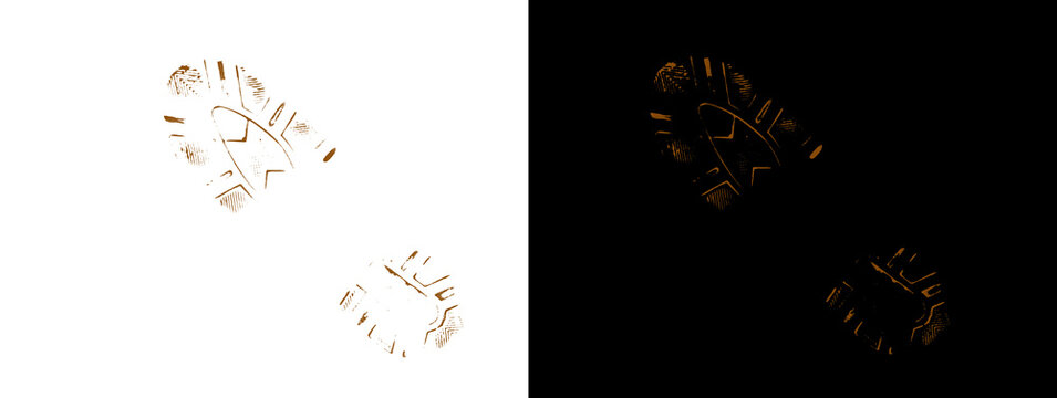 Two Glowing White Circular Footprints on Black