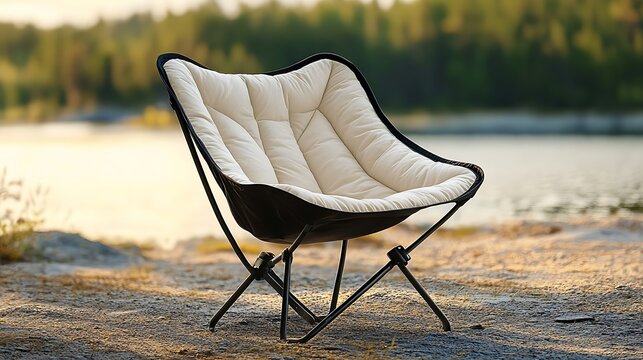 A foldable chair with lightweight construction and soft padding 