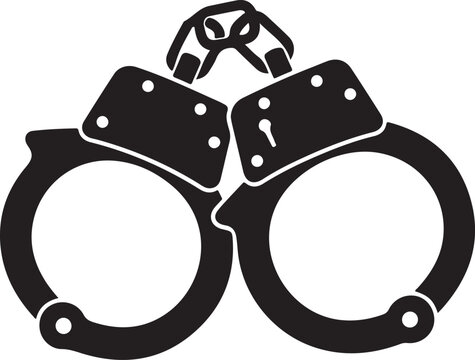 Black handcuffs with keyhole metal police