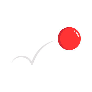 Bouncing red ball. Motion, movement, rebound concepts. Flat vector design isolated illustration.