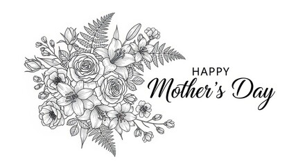 Obraz premium Mother's day floral bouquet with 'happy mother's day' text mothers flowers