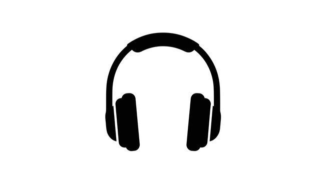 A black illustration of headphones on a white background d2 75