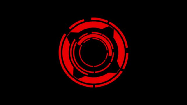 Red color Digital Analyzing and Loading Data HUD Display. loading, analyzing data, rotating circle on black background. Motion graphics. animation 4k video