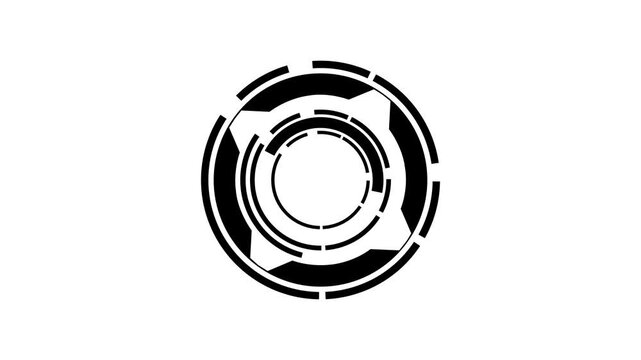 black color Digital Analyzing and Loading Data HUD Display. loading, analyzing data, rotating circle on white background. Motion graphics. animation 4k video