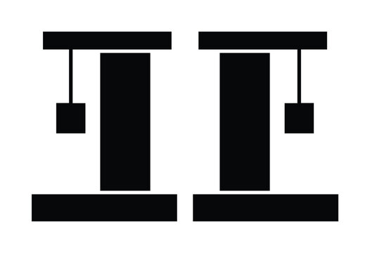 Minimalist black geometric icon set, abstract architectural column symbols, modern flat vector graphic elements for logo design and branding