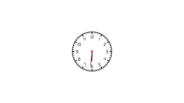 Black clock icon with moving arrows in 12 hour loop. Stopwatch animation.time number clock animation video 4k.second minute hours clock animation