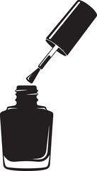 Fototapeta premium Black nail polish bottle and brush white background