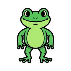 Fototapeta premium Smiling green cartoon frog character.