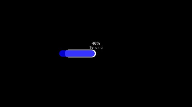 A blue and white progress bar with 25 percent syncing on a Overlay Transparent  background