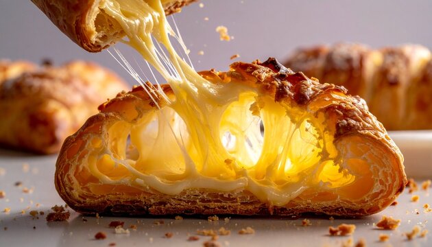 Delicious cheese pull garlic bread. Hot toasted bun with melted mozzarella cheese for food advertising and menu design.