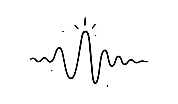Stylized soundwave peak with accent marks for audio, music, and notification graphics in a playful sketch style flat vector icon