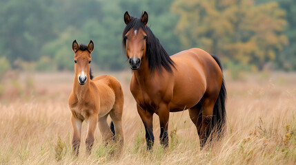Obraz premium horses in the field