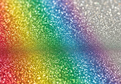 A vibrant rainbow colored glitter background with sparkling particles