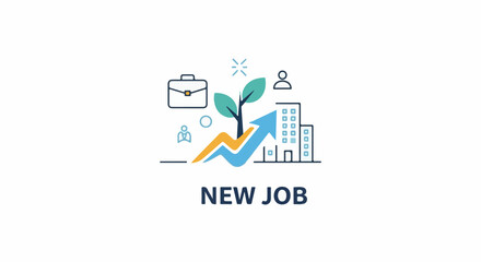 Fototapeta premium Icons depict career growth, business, and personal development leading to a new job
