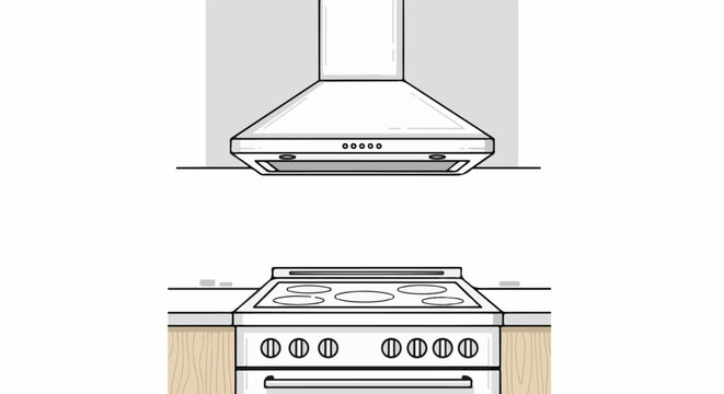 Kitchen appliance illustration a range hood above a stove