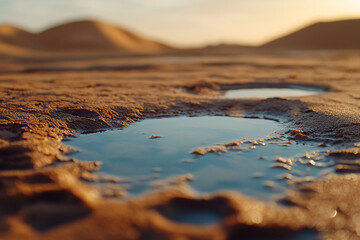 Fototapeta premium Small water puddle in desert