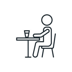Fototapeta premium A simple line drawing of a person sitting at a table with a cup