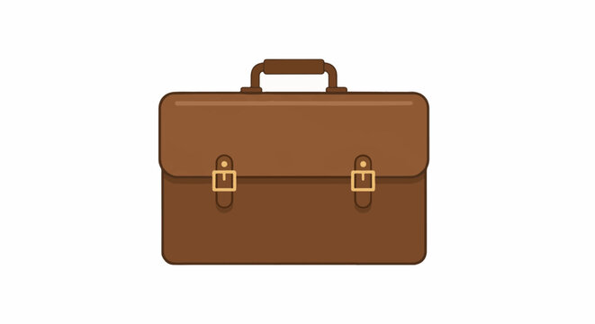 A simple, brown leather briefcase with a handle and two buckle closures