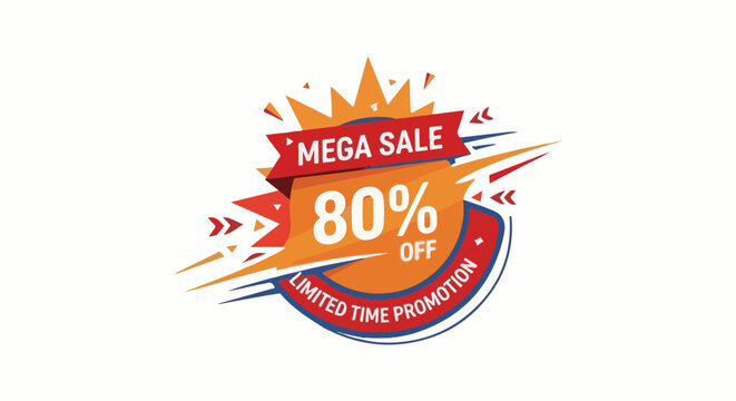 Vibrant sale banner with "Mega Sale 80% Off" text and dynamic design