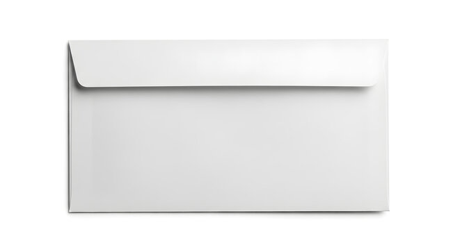 Blank white envelope isolated on a plain white background, ready for mail or correspondence