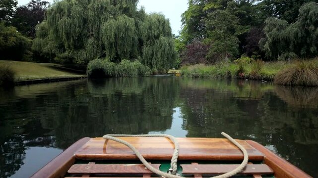Point Of View Boat Ride Toward Willow Trees