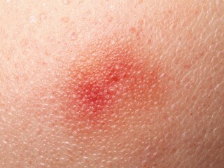 Fototapeta premium Detailed view of acne affected skin with visible pimples and redness representing skincare problems dermatology treatment and beauty care awareness