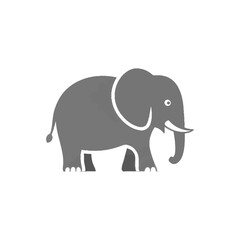 Fototapeta premium A gray elephant stands alone on a white background in a simple illustration