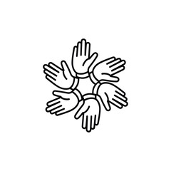 Obraz premium A group of hands joined together in a symbol of unity and teamwork