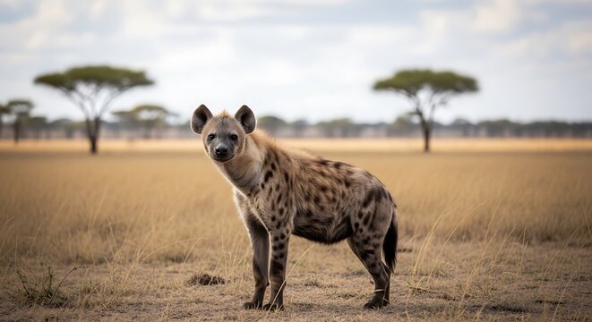 Hyena standing in open savanna