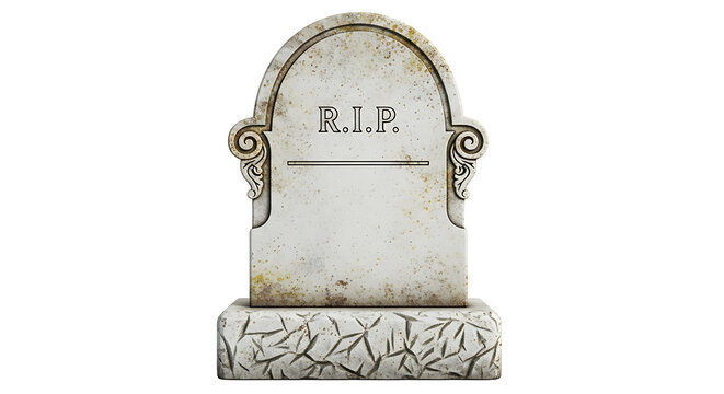 Weathered tombstone PNG with decorative stone arch, isolated on transparent background for spooky cemetery and Halloween themes