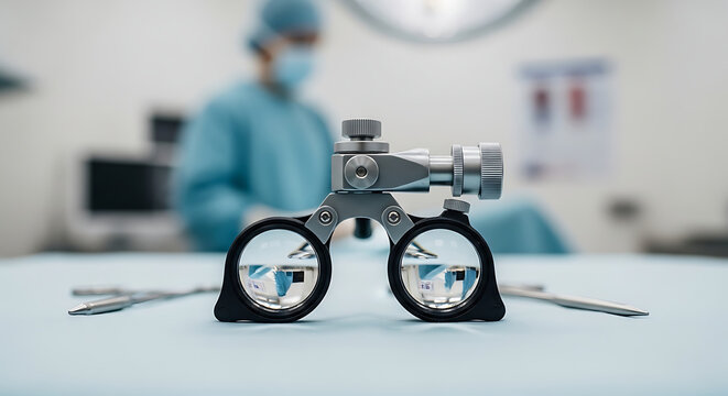  Professional Surgical Loupes for Precision Dermatological Surgery on Medical Table
