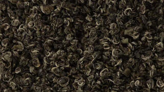 green tea leaves top view soft light