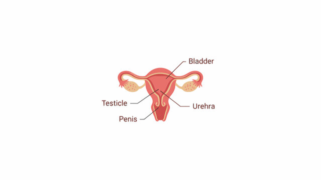 Human Uterus Reproductive System Illustration with Labels