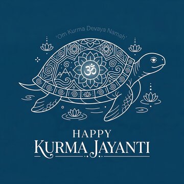 Turtle with intricate mandala design celebrates kurma jayanti on dark background